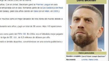 Cambiaron la foto de Beckham en Wikipedia por una del "Papu" Gómez