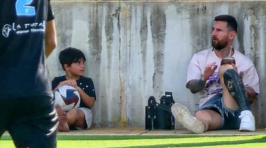 Messi estuvo presente en el debut de Thiago con la Sub 12 del Inter Miami