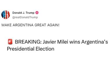 Donald Trump felicitó a Milei: "Vas a hacer a Argentina grande otra vez"