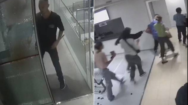 Violento ataque en una clínica del centro platense: retiró a su madre sin el alta y destrozó el hall con una llave cruz