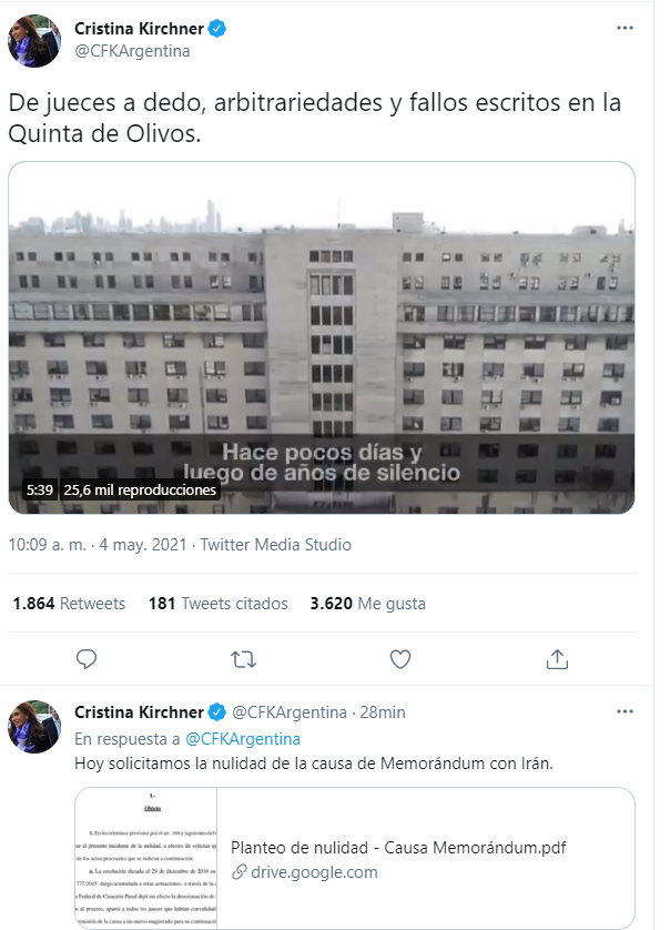 Cristina pidió la nulidad de la causa por el memorando con Irán - En Agenda