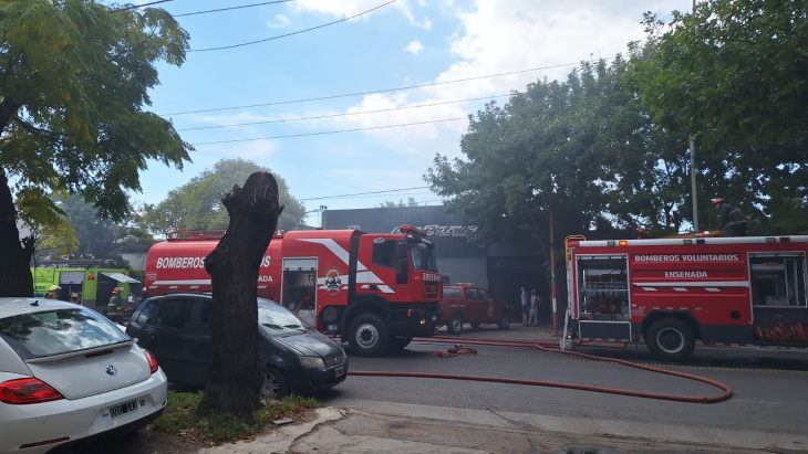 Algunas de las dotaciones de bomberos que llegaron al lugar para contener el incendio. Foto: EnAgenda.
