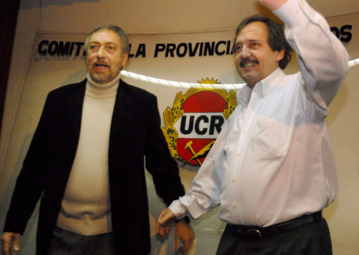Luis Brandoni junto a Ricardo Alfonsín. El actor fue un representante histórico del radicalismo durante toda su vida.
