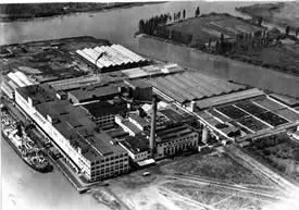 Vista aérea del frigorífico Armour en La Plata.