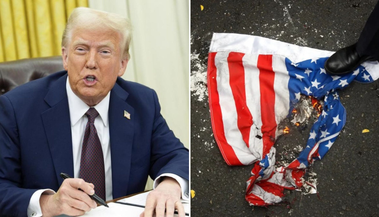 Trump firmó una orden para castigar la quema de banderas de EEUU