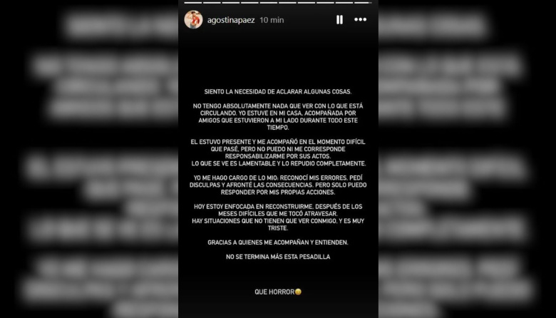 “Qué horror”: el fuerte descargo de Agostina Páez tras el video de su padre