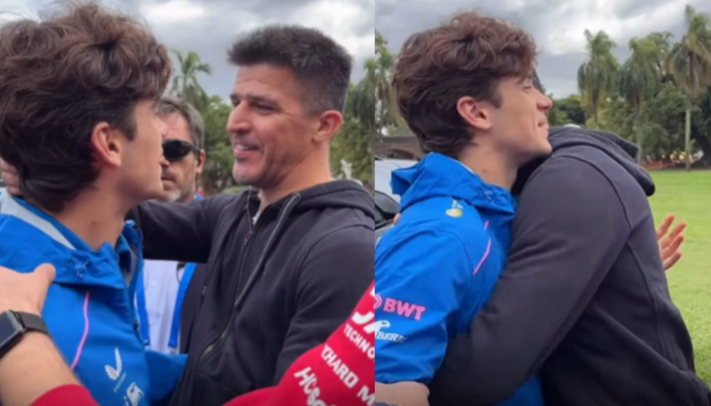 El abrazo que selló el encuentro: Colapinto y Rossi, juntos en el Road Show