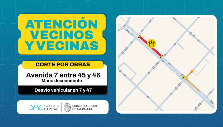 Corte parcial en avenida 7 por obras: cómo será el desvío y hasta cuándo se extenderá