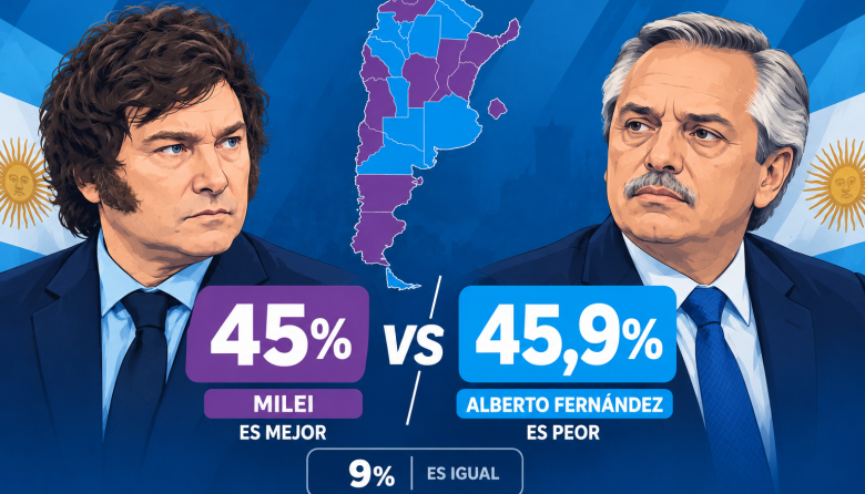 Argentina, partida al medio: el 45% dice que Milei es mejor que Alberto Fernández y el 45,9% que es peor