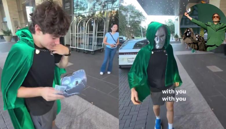 Colapinto sorprendió con un disfraz de Doctor Doom en la previa de Avengers: Doomsday