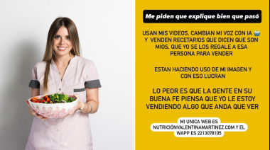 Estafan con inteligencia artificial a una nutricionista e influencer de La Plata: “Me están dejando sin trabajo”