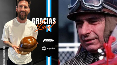 La Fundación Fangio homenajeó a Lionel Messi con un casco réplica del “Chueco”