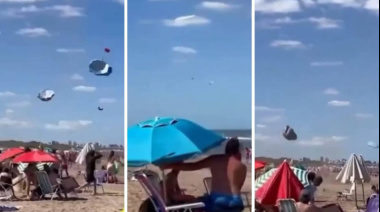 Valeria del Mar y un extraño remolino de viento: así volaron las sombrillas
