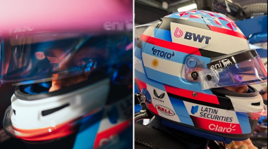 Colapinto estrenó su nuevo casco en los test de Barcelona
