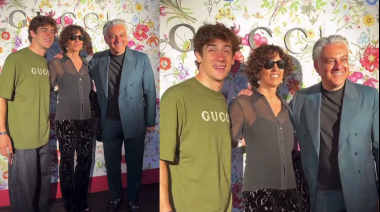 Colapinto vistió de Gucci en Mónaco y posó junto a Luca de Meo y Francesca Bellettini