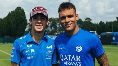 Franco Colapinto visitó el entrenamiento del Inter y se encontró con Lautaro Martínez