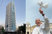 Martín Ron pinta en La Plata el mural del Papa Francisco más grande del mundo